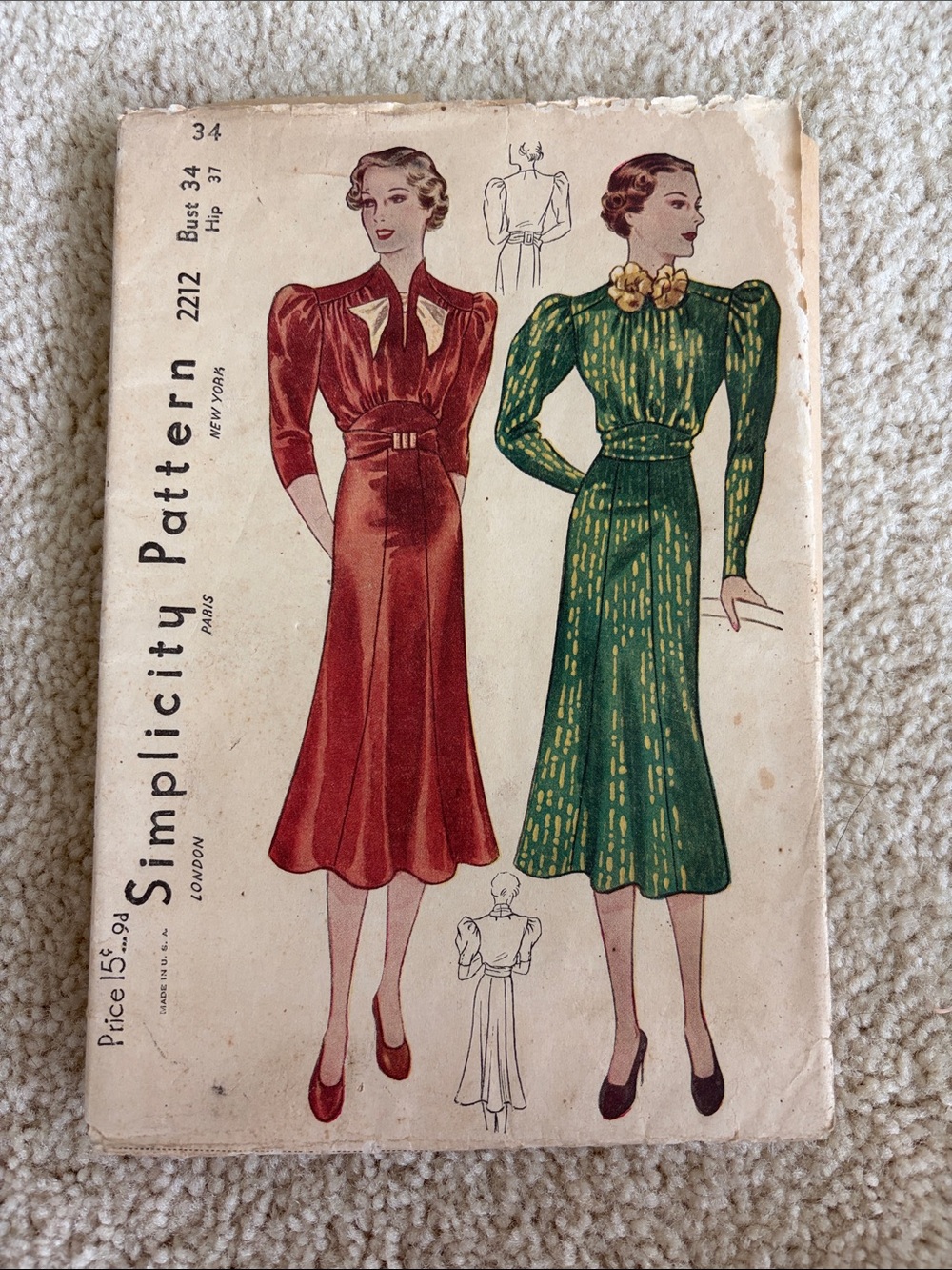 Simplicity vintage Women’s Midi Dress Pattern in Red & Green